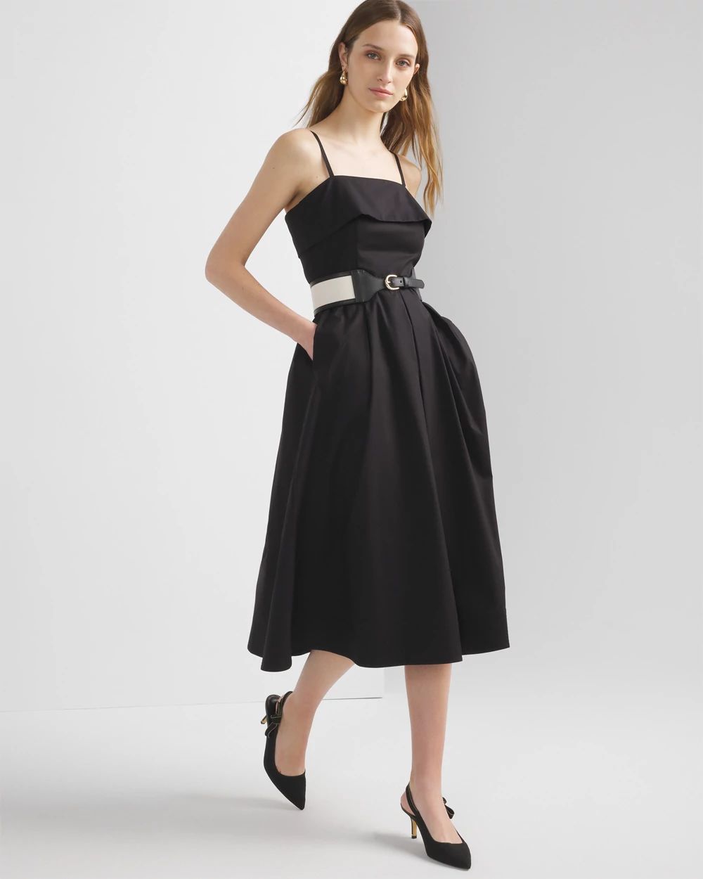 Cotton poplin midi dress outlet